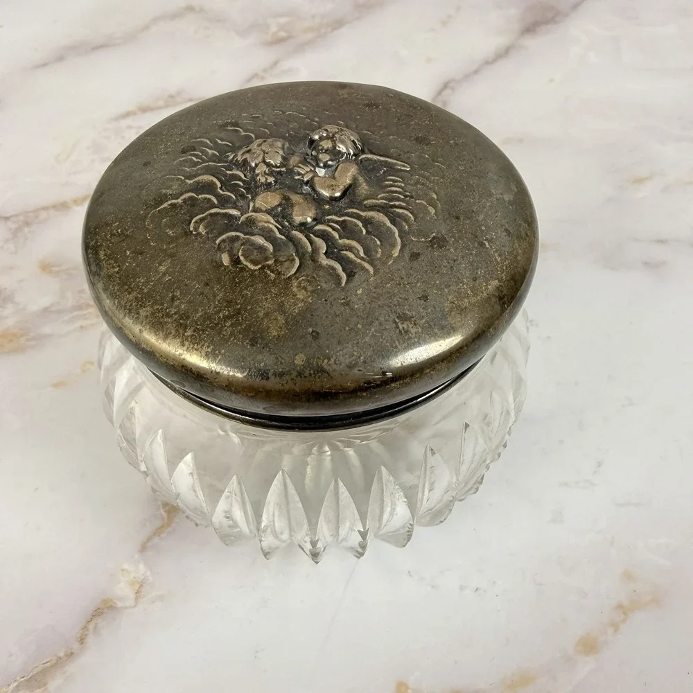 Antique Unger Bros Art Nouveau Sterling Vanity Jar 